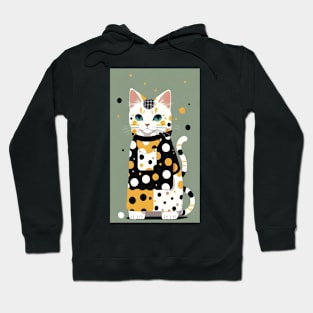 Dot Dapper: Distinguished Cat Design Hoodie